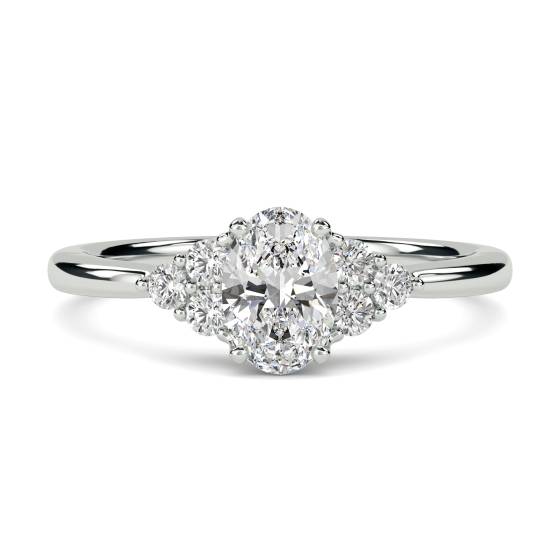 1.00ct VS2/H Oval Natural Diamond Cluster Ring