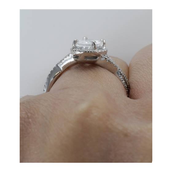 Oval Diamond Halo Shoulder Set Ring