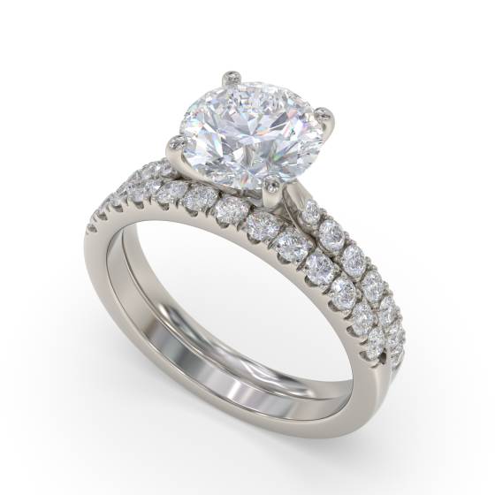 Round Diamond Shoulder Set Diamond Engagement Ring