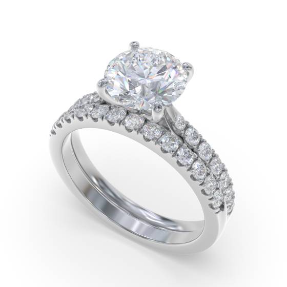 Round Diamond Shoulder Set Diamond Engagement Ring