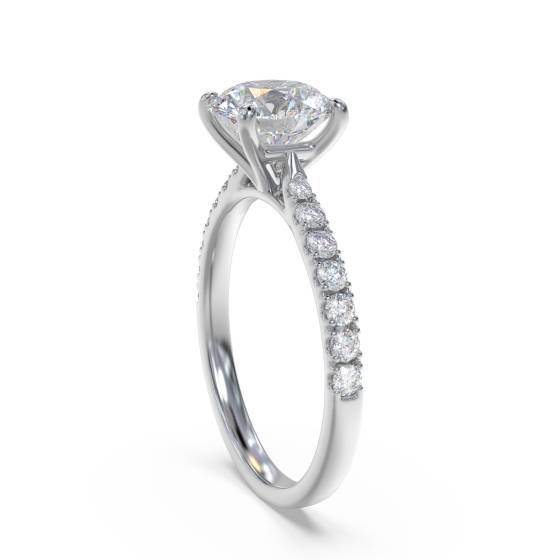 Round Diamond Shoulder Set Diamond Engagement Ring