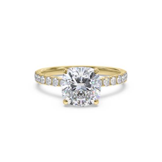 Cushion Shoulder Set Diamond Engagement Ring