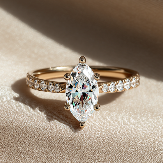 Marquise Shoulder Set Diamond Engagement Ring