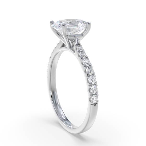 Oval Shoulder Set Diamond Engagement Ring