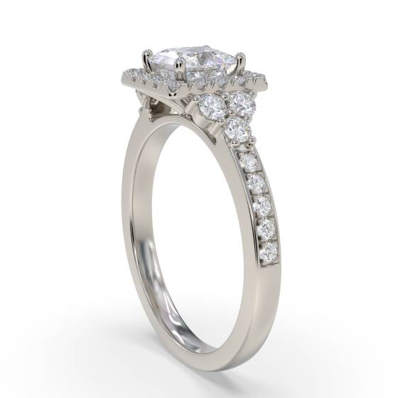 Princess Diamond Single Halo Designer Ring