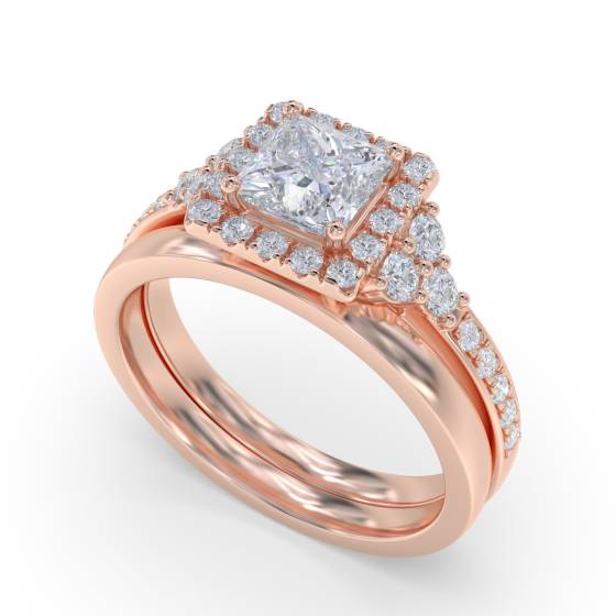 Princess Diamond Single Halo Designer Ring