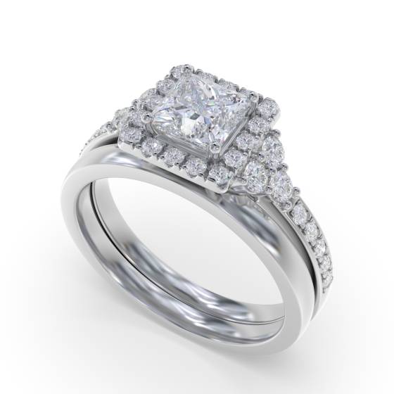 Princess Diamond Single Halo Designer Ring