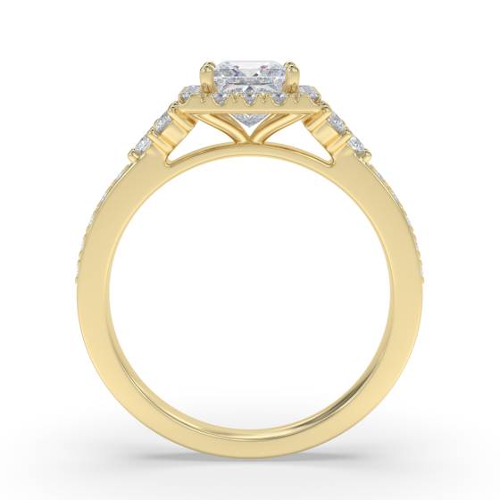 Princess Diamond Single Halo Designer Ring