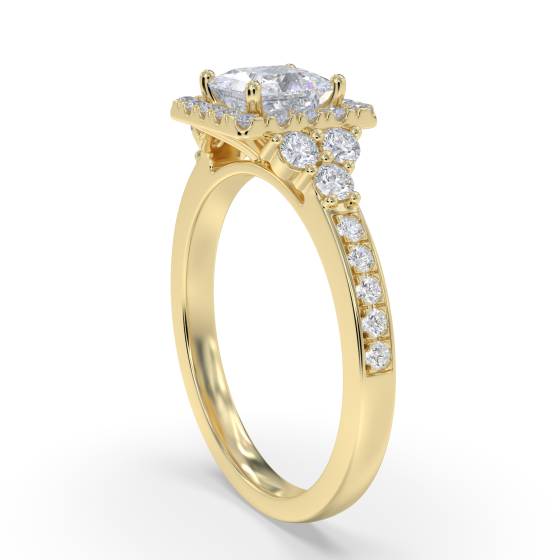 Princess Diamond Single Halo Designer Ring