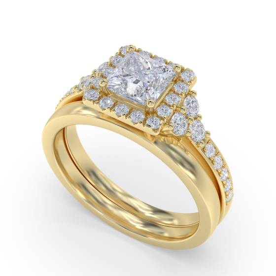 Princess Diamond Single Halo Designer Ring