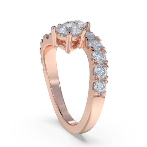 Two Stone Round Diamond Shoulder Set Ring