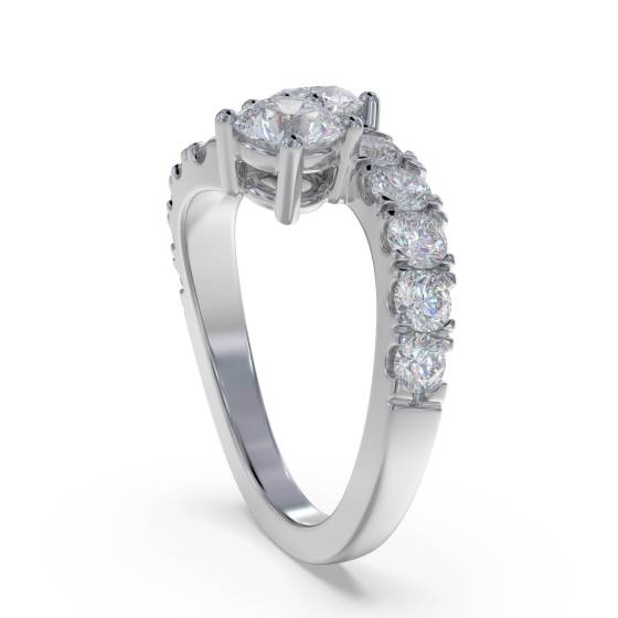 Two Stone Round Diamond Shoulder Set Ring