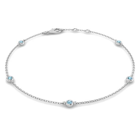 Round Cut Aquamarine Gemstone Bracelet