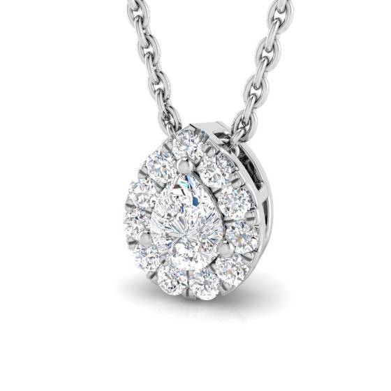 0.20ct VS/E-F Pear cut Natural Diamond Cluster Pendant