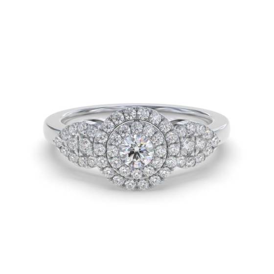 0.80ct VS/E-F Round Cut Natural Diamond Cluster Ring