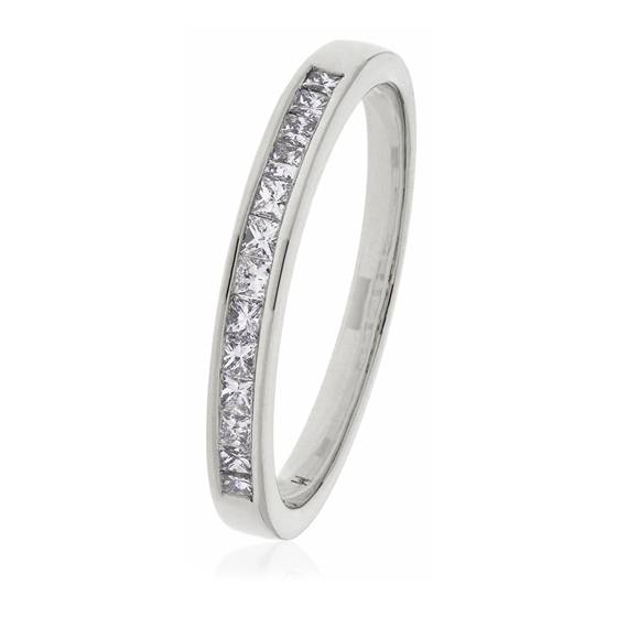 0.25ct VS/F-G Princess Cut Natural Diamond Half Eternity Ring