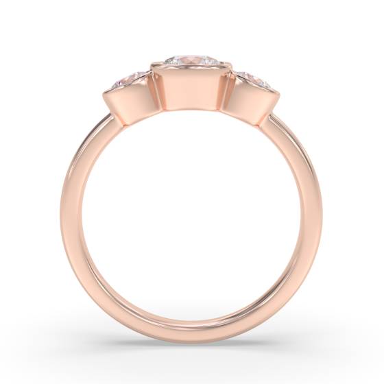 Round Cut Bezel Set Trilogy Ring