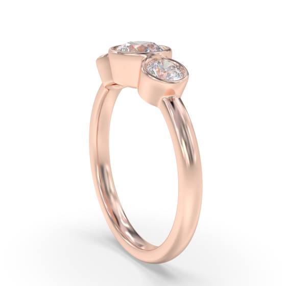Round Cut Bezel Set Trilogy Ring