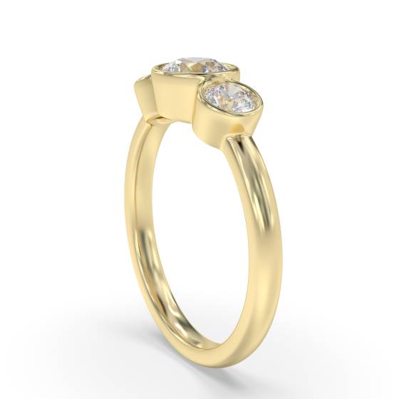 Round Cut Bezel Set Trilogy Ring