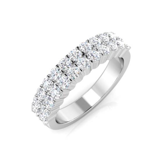 0.82ct SI/E-F Round cut Natural Diamond Double Row Half Eternity Ring