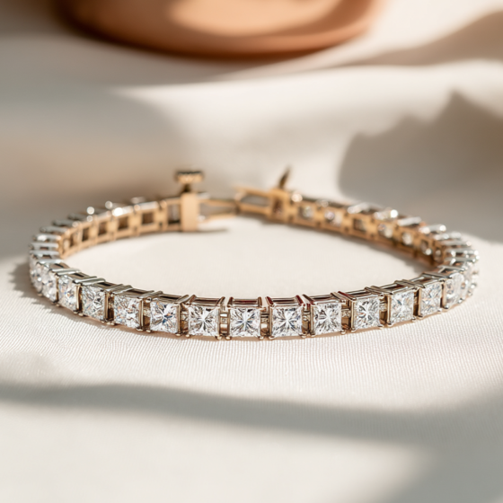 Single Row Princess Diamond Tennis Bracelet