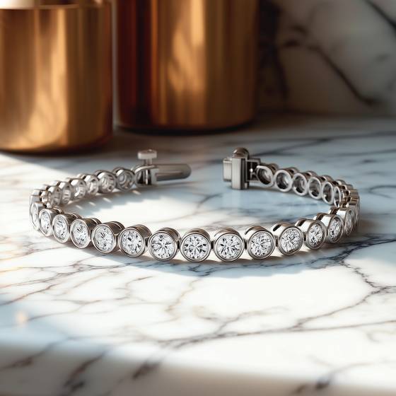 Modern Round Diamond Bezel Set Tennis Bracelet