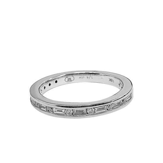 0.25ct VS/F-G Round and Baguette Natural Diamond Half Channel Eternity Ring