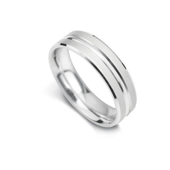 5mm Court Shape Linear Satin With U Cut Polished Centre