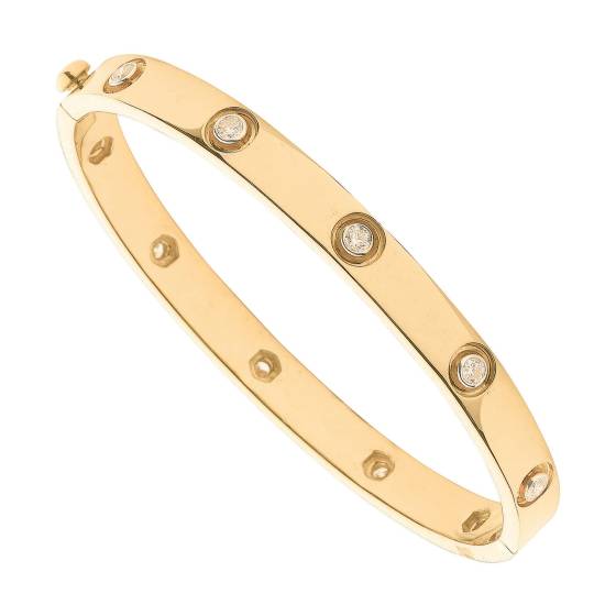 18k Yellow Gold 1.00ct Diamond Bangle