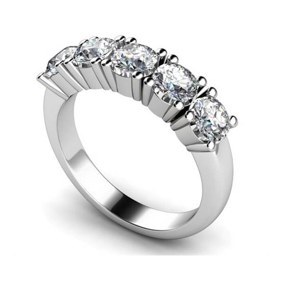0.51 VS/F-G 5 Stone Round Natural Diamond Half Eternity Ring