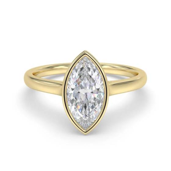 1.52ct VVS2/E Marquise Cut Lab Grown Bezel Set Solitaire Ring