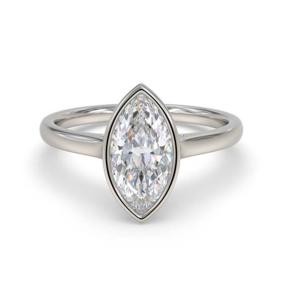 2.04ct VVS2/D Marquise Cut Lab Grown Bezel Set Solitaire Ring