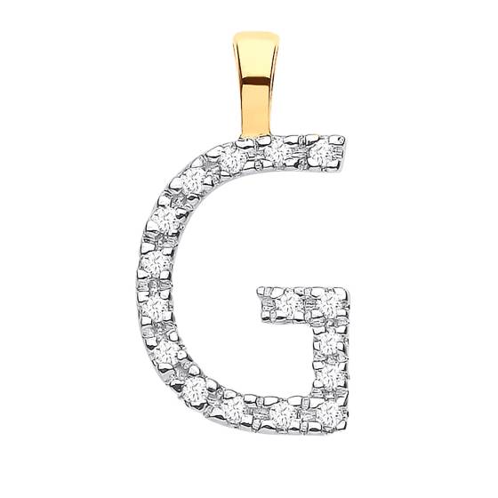 Alphabet G Diamond Set Initial Pendant in 9K Yellow Gold