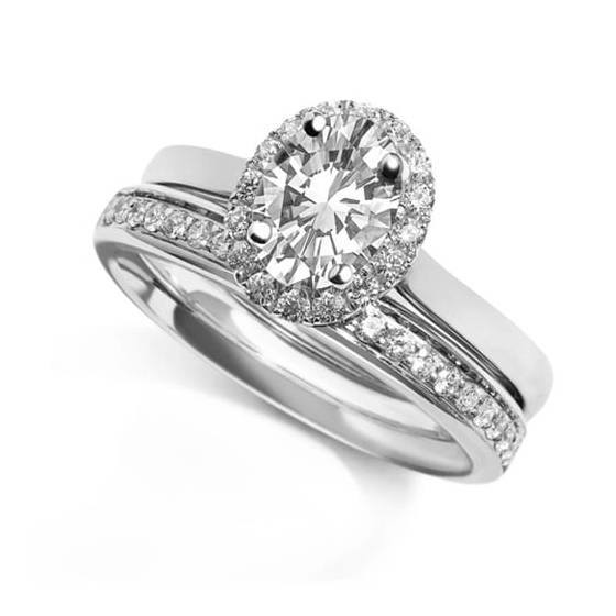 1.00ct SI2/E Oval cut Natural Diamond Bridal Set Ring