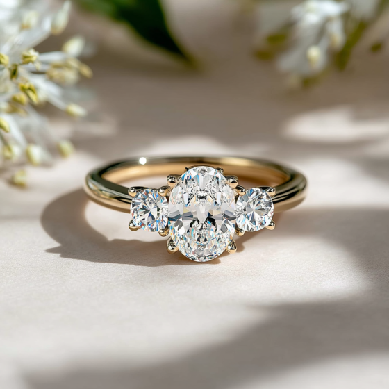 Oval & Round Diamond Trilogy Ring