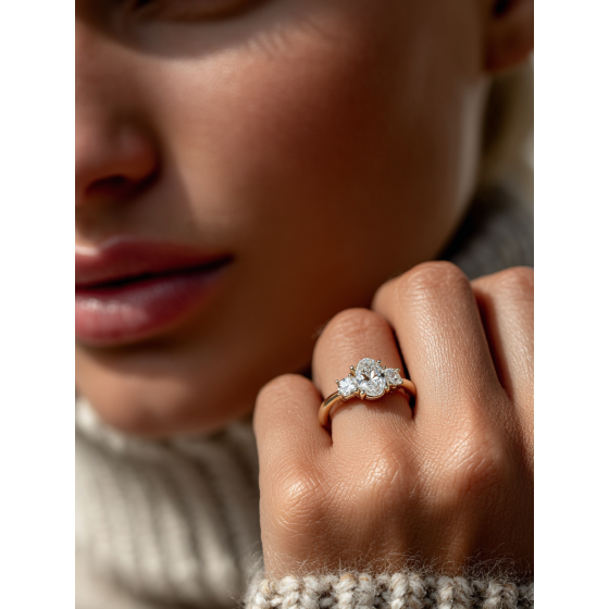 Oval & Round Diamond Trilogy Ring