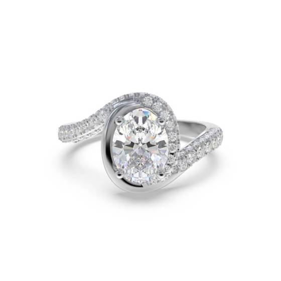 GIA Certified 1.20ct SI1/E Oval Diamond Spiral Shoulder Set Ring
