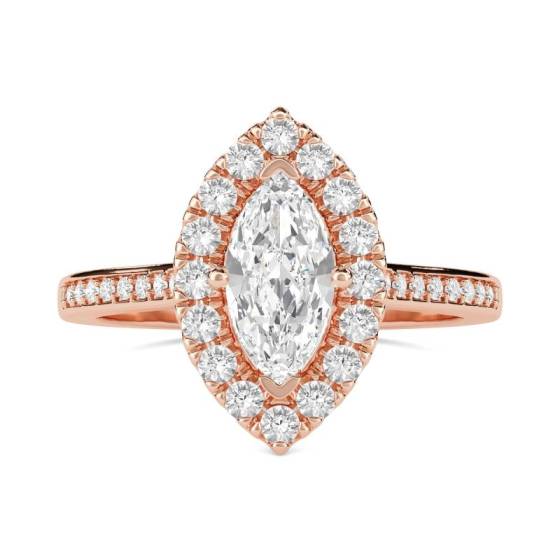 GIA Certified 1.10ct SI1/E Marquise Diamond Single Halo Shoulder Set Ring