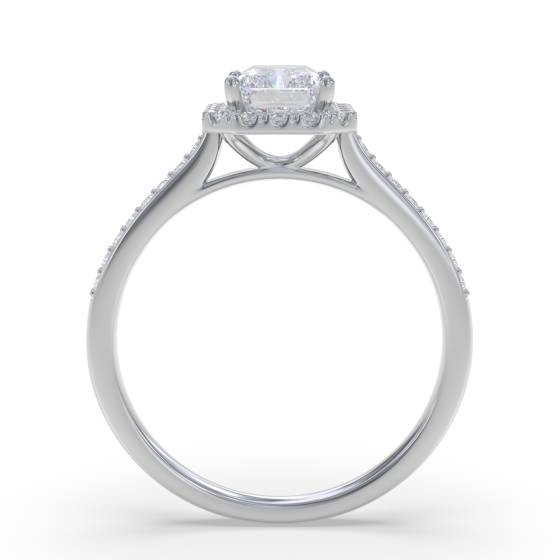 Radiant Diamond Single Halo Shoulder Set Ring