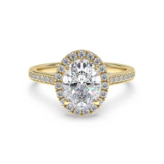 GIA Certified 0.75ct VS2/D Oval Diamond Single Halo Shoulder Set Ring