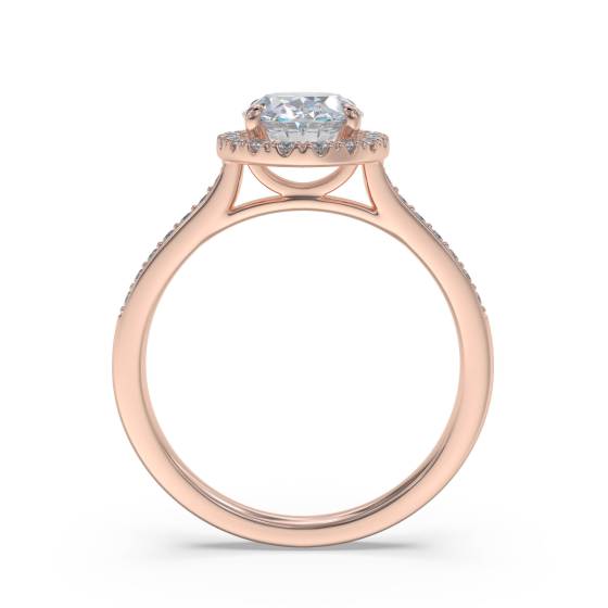 Oval Diamond Single Halo Shoulder Set Ring