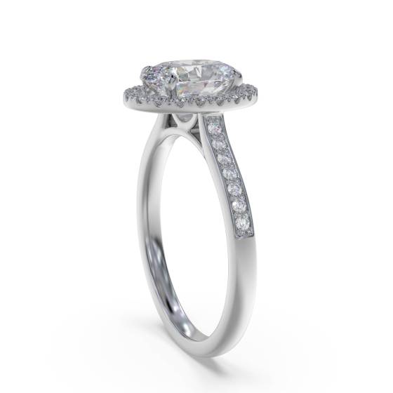 Oval Diamond Single Halo Shoulder Set Ring