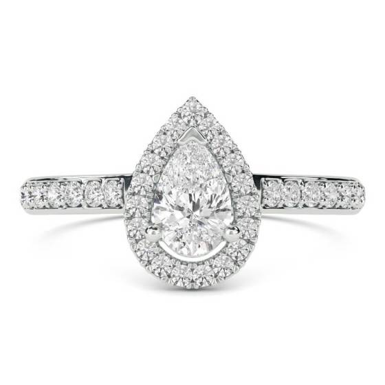 GIA Certified 1.60ct VS1/D Pear Diamond Single Halo Shoulder Set Ring
