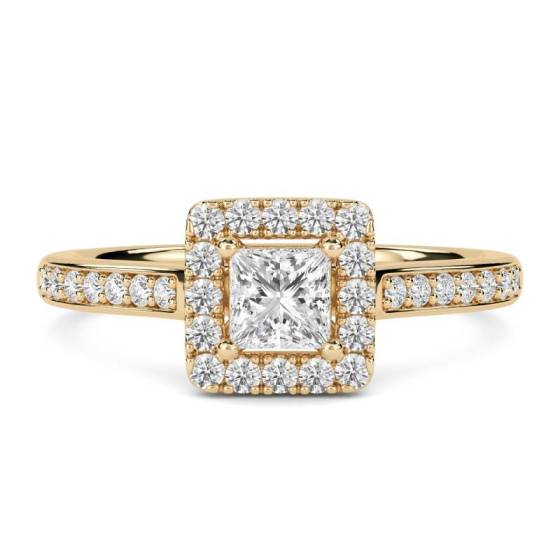 GIA Certified 0.75ct VVS1/D Princess Diamond Single Halo Shoulder Set Ring