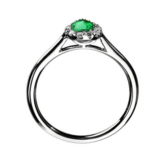 0.75ct Pear Green Emerald and Diamond Halo Ring