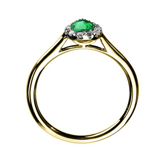 0.75ct Pear Green Emerald and Diamond Halo Ring
