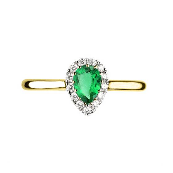 0.75ct Pear Green Emerald and Diamond Halo Ring