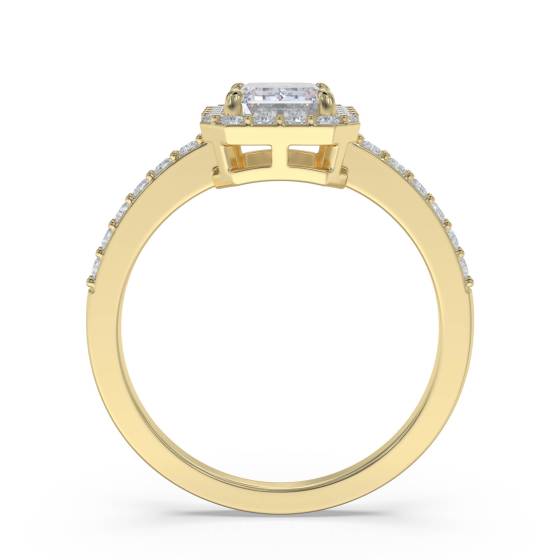 Emerald Diamond Halo Shoulder Set Ring