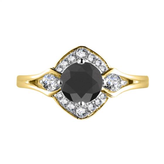 Black Diamond Shoulder Set Ring