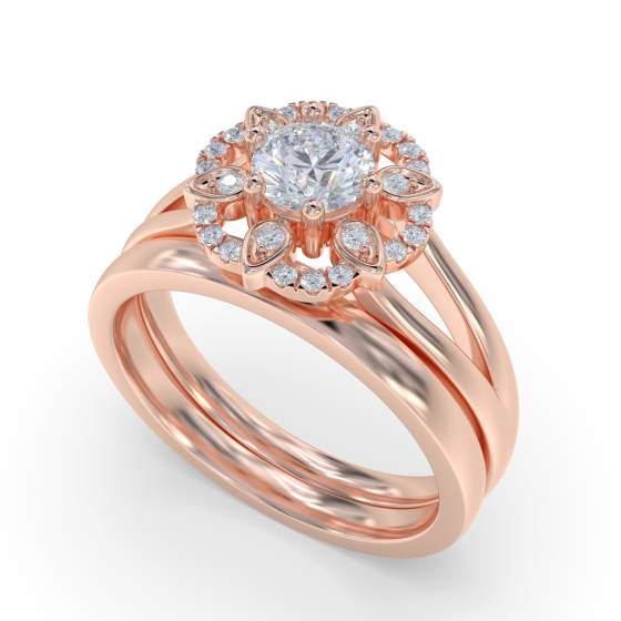 Flower Style Round Diamond Designer Ring